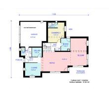 a floor plan of a house in french shows the dimensions