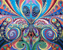 a colorful painting of a butterfly with a lot of swirls