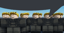 a group of roblox characters are standing in a row