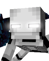 a 3d model of a minecraft character with glowing eyes and wings