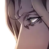 a close up of a person 's eye with a white eye