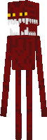 a pixel art drawing of a red monster with yellow eyes and teeth