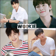 a collage of four pictures of a young man with the name wookie on the bottom