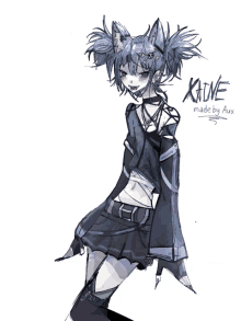 a drawing of a girl with the name katine made by aux on the bottom