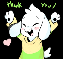 a drawing of a goat with the words thank you written above it