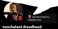 a picture of a man holding a cell phone next to a message saying my heart beat is a melodic tune