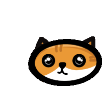 a cartoon drawing of a cat 's face with big eyes