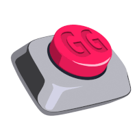 a red button with gg written on it