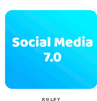 a blue square with white text that says social media 7.0