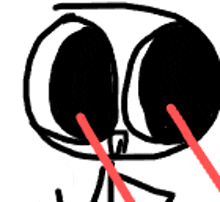 a stick figure with two red lasers coming out of its eyes .