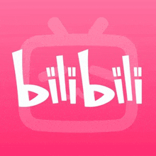 the logo for bilibili is a pink and white logo with a tv .