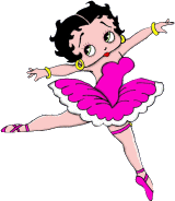 betty boop is dancing in a pink tutu and pink shoes