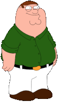 peter griffin from family guy is wearing a green shirt