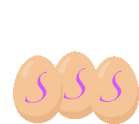 three eggs with the letter sss on them