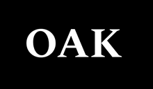 the word oak is written in white letters on a black background .