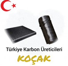 a picture of a cylinder and a piece of carbon with the words turkeye karbon ureticileri kocak