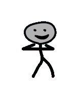 a stick figure has a smiley face on his face