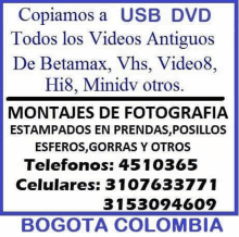 a poster in spanish that says copiamos a usb dvd todos los videos antiguos