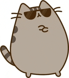 a cartoon cat wearing sunglasses and making a face .