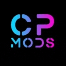 a logo for cp mods with a purple and blue gradient .