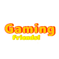 a yellow and red gaming friends logo