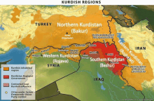 a map of kurdish regions shows turkey northern kurdistan and syria