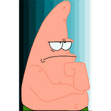 patrick star from spongebob squarepants is making a serious face