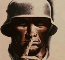 a drawing of a soldier with his finger on his lips