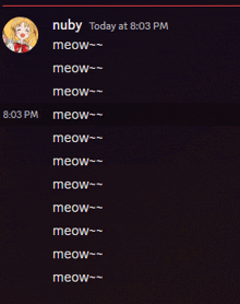 a screenshot of a chat with the name nuby at the top