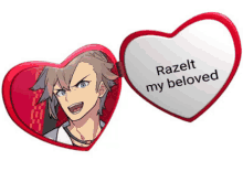 razelt my beloved is written on a red and white heart