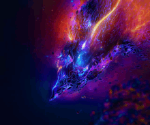 a painting of a purple and orange explosion