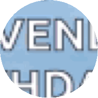 a blue circle with white letters that says venl hd