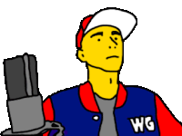 a cartoon drawing of a man wearing a wg jacket