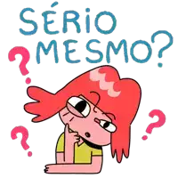 a cartoon of a woman thinking with the words serio mesmo written above her