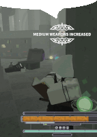 a screenshot of a video game that says medium weapons increased on it