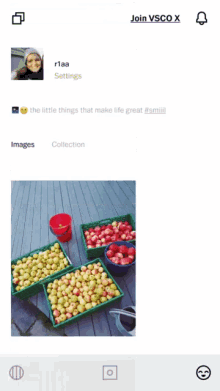 a screenshot of an app that says join vsco x on the bottom
