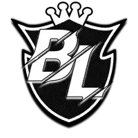 a black and white logo with the letter bl and a crown on top