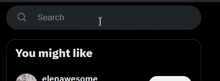 a black screen with a search bar and the words you might like on it