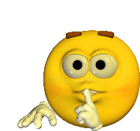 a cartoon smiley face with big eyes and a finger on its mouth