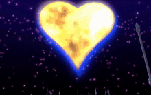 a heart with a blue border is surrounded by pink stars