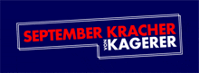 a blue sign that says september kracher kagerer