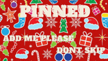 a red background with christmas icons and the words pinned