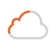 an icon of a cloud with an orange stripe on it