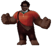 a cartoon character with a red shirt and brown overalls is standing on a white background