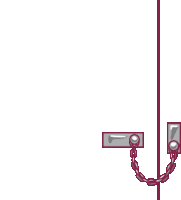 a cartoon drawing of a door with a chain hanging from it .