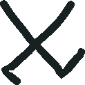 a black and white drawing of a cross with two arrows pointing in opposite directions .