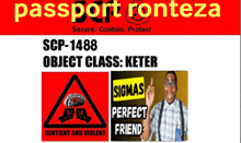 a passport that says scp-1488 object class keter on it