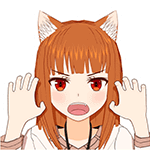 a girl with red hair and cat ears is making a funny face .