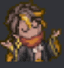 a pixel art of a man in a suit and scarf