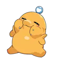 a cartoon character with a heart shaped bubble on his head